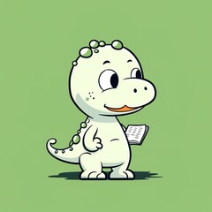cute dinosaur cartoon smile funny green background Generative AI