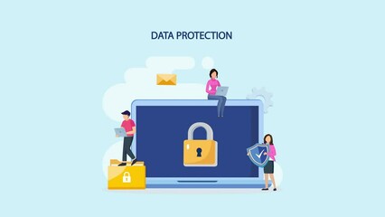 Online privacy, personal information data protection, internet security, computer security, 2d video animation 4k clip