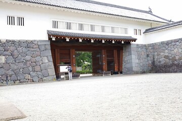 Naklejka premium August 16, 2023, Yamagata City, Yamagata Prefecture. Equestrian statue of Mogami Yoshiaki at Yamagata Castle.