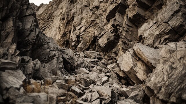 Rough and Jagged Rocky Mountain Surface, Raw Beauty in Mountain Terrain