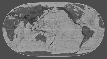 World map. Bilevel. Natural Earth II projection. Meridian: 180