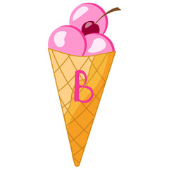 Trendy movie pink doll ice cream isolated on transparent background. Vector illustration in contemporary y2k Retro style. Groovy Ice Cream.