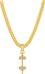 Eine goldene Kette mit eine goldenen Hantel, die mit Diamanten besetzt ist