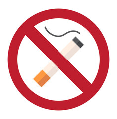 no smoking sign. cartoon flat minimalistic stop smoking forbidden smoke design. vector flat icon.