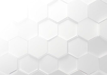Fototapeta premium 白色の六角形の幾何学模様背景