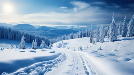 Foto op Aluminium Stunning panorama of snowy landscape in winter in Black Forest - winter wonderland © arhendrix