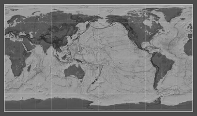 World map. Bilevel. Patterson Cylindrical projection. Meridian: 180