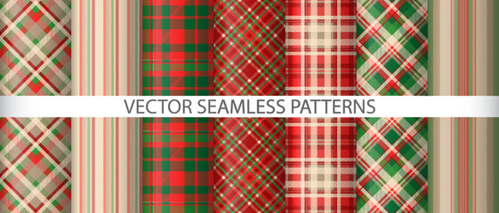 Set plaid vector background. Pattern seamless tartan. Fabric texture check textile. - obrazy, fototapety, plakaty