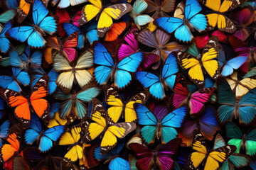 Fototapeta na wymiar Collection of multicolored butterflies.