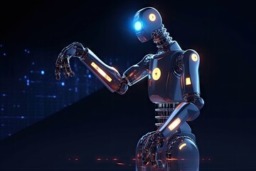 Obraz premium Futuristic robot with advanced artificial intelligence capabilities is showcased