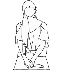 line art kpop idol on stage vector illustration