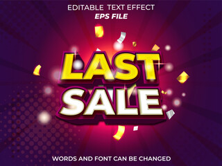 last sale 3D editable text effect, text style vector template