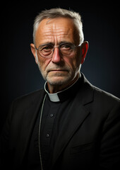 Fototapeta premium A Portrait of a Priest-Black Background