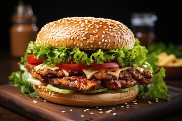Gourmet Chicken Burger Stack. 