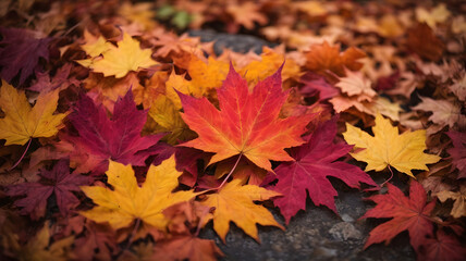 Naklejka na ściany i meble maple leaves fall to the ground