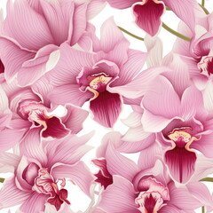 Obraz na płótnie Canvas Seamless Pattern of Orchid Flower