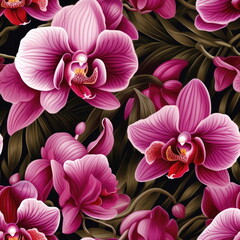 Seamless Pattern of Orchid Flower