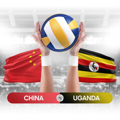 China vs Uganda national teams volleyball volley ball match competition concept.