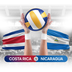Costa Rica vs Nicaragua national teams volleyball volley ball match competition concept.