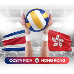 Costa Rica vs Hong Kong national teams volleyball volley ball match competition concept.