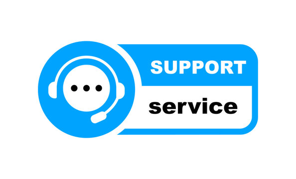 Support Service badge. Help chat, customer service, hotline and call center. Vector icon.