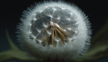 Dandelion on black background Created with generative Ai