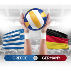 Greece vs Germany national teams volleyball volley ball match competition concept.