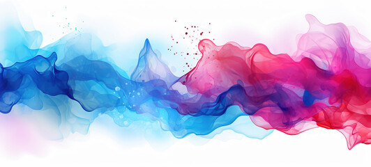 Abstract paint water. Color mist. Magic spell mystery. Blue red colors, contrast vapor floating splash cloud texture background banner illustration - obrazy, fototapety, plakaty