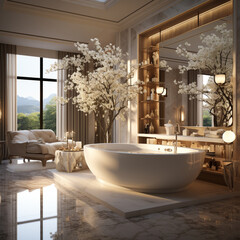 Interior design of bath, modern contemporary design,luxury life. 