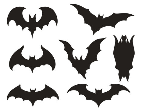 Bats silhouettes monochrome set stickers