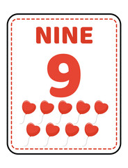 number tracing flashcard. Learning numbers for kids.