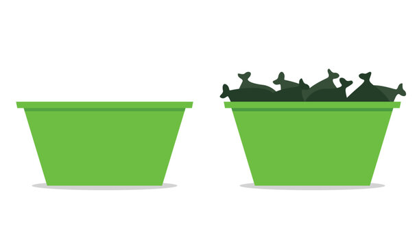 Empty and full skip bin icon. Clipart image isolated on white background