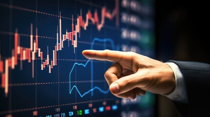 analysis finger of businessman point at trading chart.