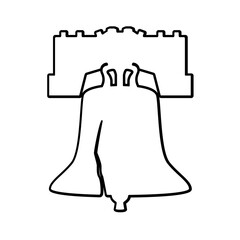 Liberty bell outline icon. Clipart image isolated on white background