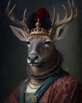 Deer portrait in renaissance style