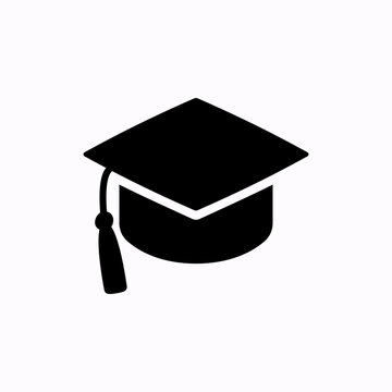 Graduation cap glyph icon. Clipart image isolated on white background