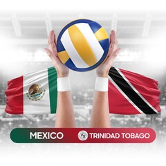 Mexico vs Trinidad Tobago national teams volleyball volley ball match competition concept.