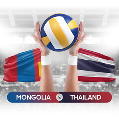Mongolia vs Thailand national teams volleyball volley ball match competition concept.