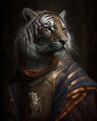 Tiger portrait in renaissance style