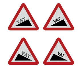 VAT increase sign on isolated white backgound.