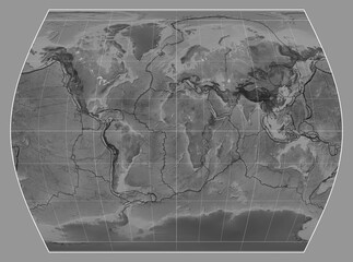 Tectonic plates. Grayscale. Times projection 0