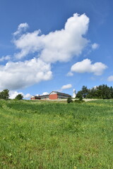Fototapeta na wymiar The village school in summer, Sainte-Apolline, Québec, Canada