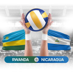 Rwanda vs Nicaragua national teams volleyball volley ball match competition concept.