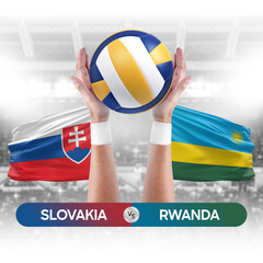 Slovakia vs Rwanda national teams volleyball volley ball match competition concept.