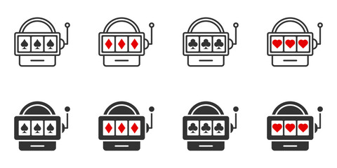 Slot machine icon with four aces playing cards signs