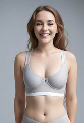 Fototapeta premium middle age, young cute sexy smiling woman, girl wearing lingerie portrait. underwear, bra, and panty