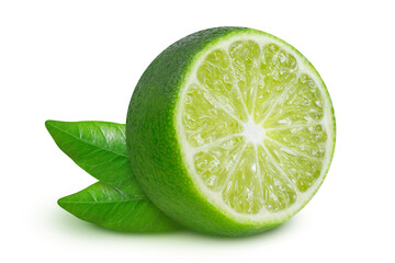 Lime slice on isolated white background.