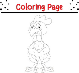 Cute Turkey coloring page. Vector cartoon funny turkey bird naked