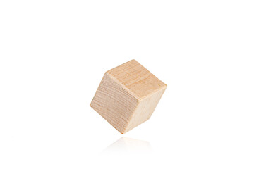 wooden cube one 1 pieces on isolate white background