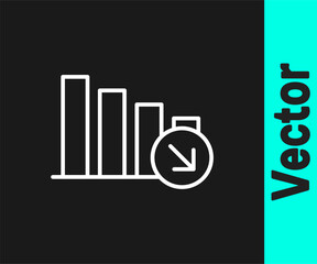 White line Financial growth decrease icon isolated on black background. Increasing revenue. Vector